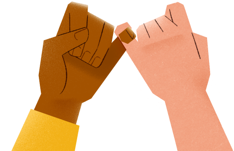 Illustration of two hands locked in a